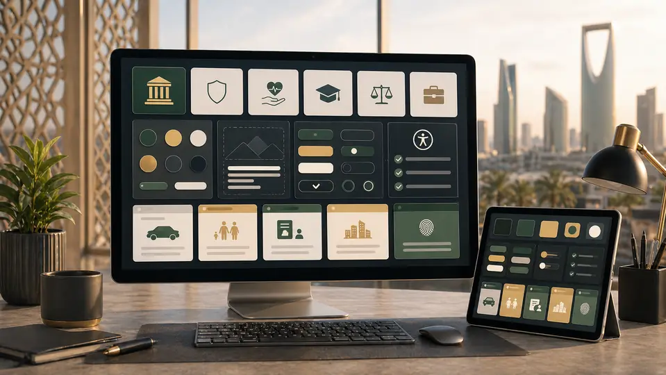 Saudi national design system case study showing reusable government service components and accessibility patterns