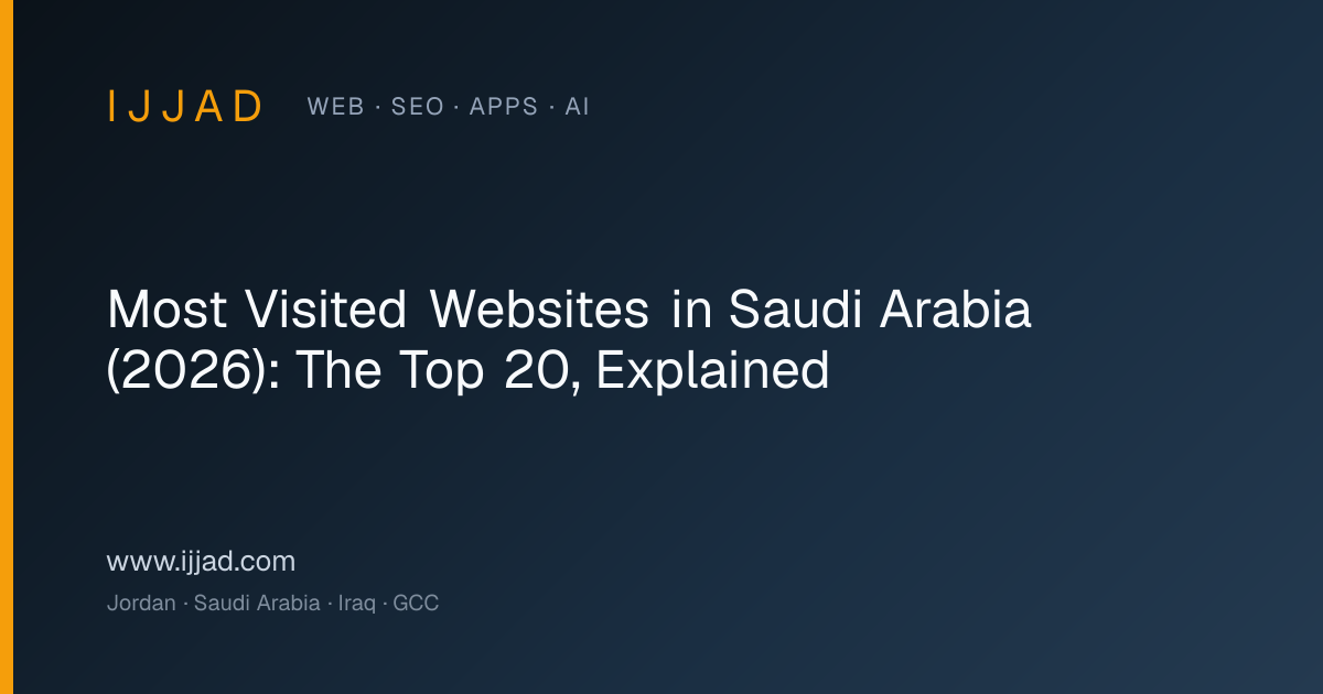 Ranked table of the most visited websites in Saudi Arabia, July 2026 traffic data Ranked table of the most visited websites in Saudi Arabia, July 2026 traffic data